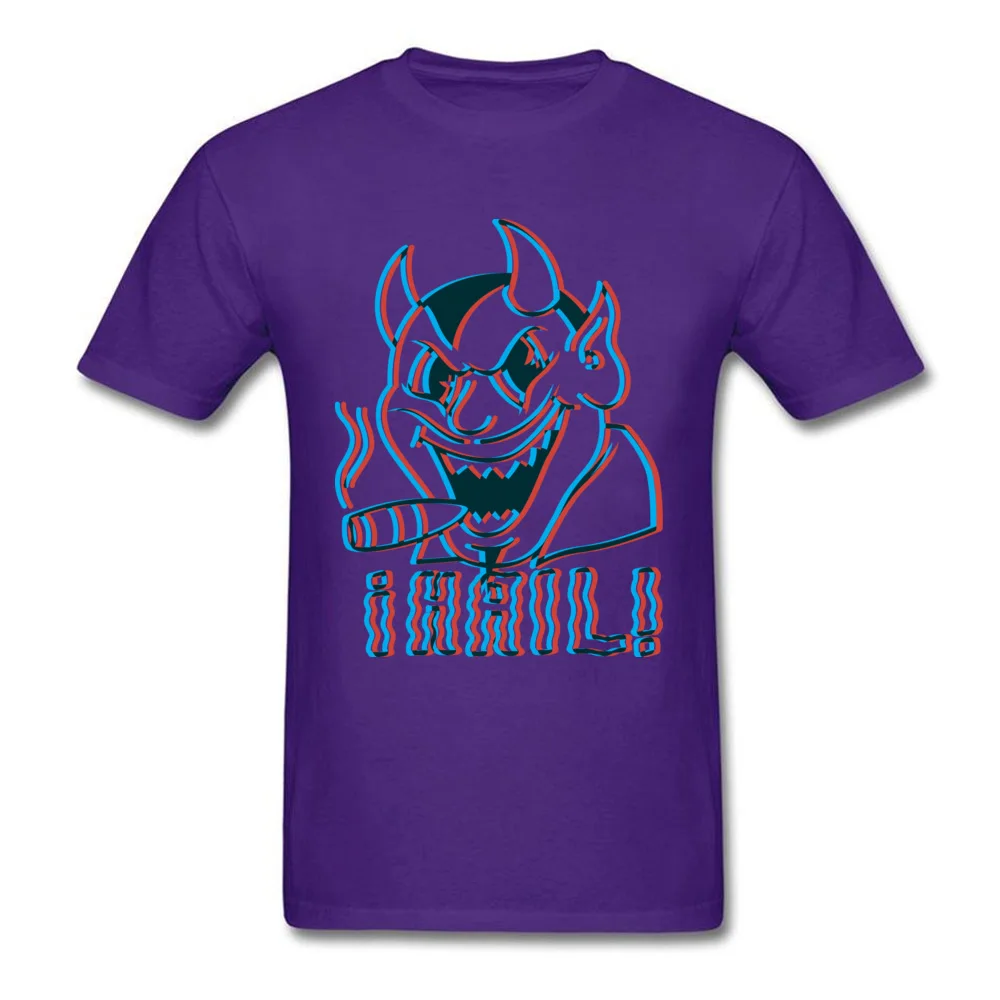 Hail Satan Vintage Stereoscope Tshirts Family Short Sleeve Normal All Cotton Round Neck Men T Shirt Tshirts Summer/Autumn Hail Satan Vintage Stereoscope purple