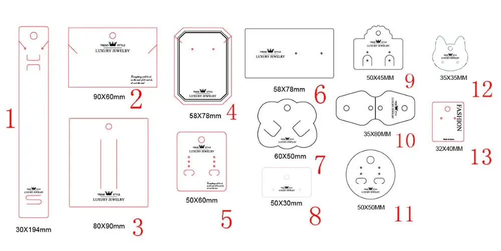 100 шт./лот, много дизайнов, переработанные бумажные ювелирные открытки, модные серьги, карты, ожерелье, браслет, дисплей, упаковка карт, бирки