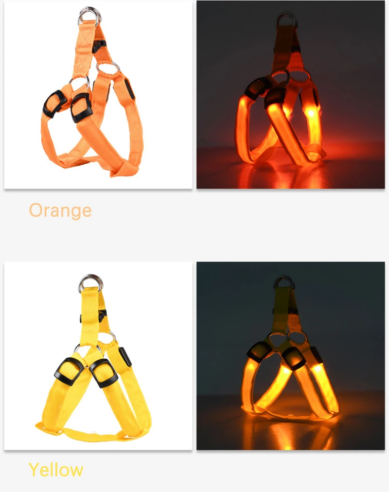 7 Color Pet Led Collar Vest Dog Harness Leads Adjustable Breathable Safety Leash Pet Dog Accessories (10)