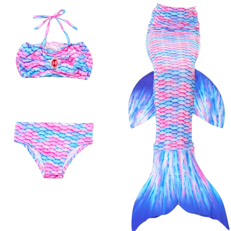 Купальник для купания для девочек с бикини Ариэль хвост русалки для купания купальный костюм с плавниками для детей Русалка и нож для подводной охоты