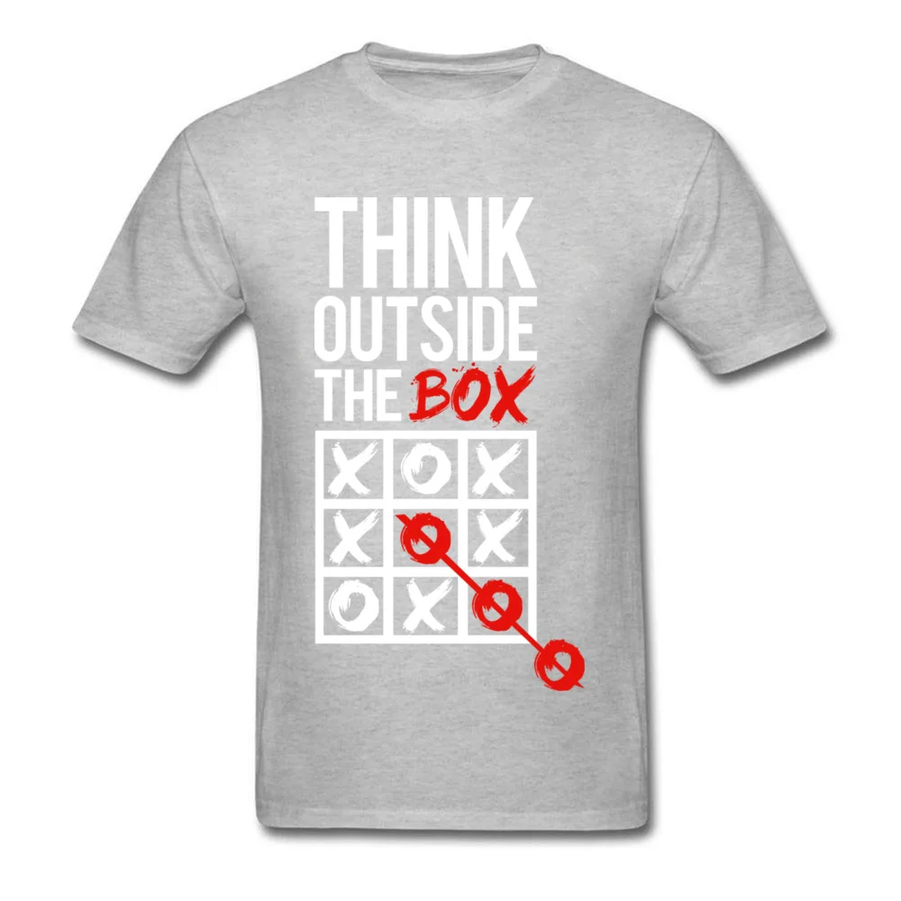 Men Tops Shirts Think outside the box Company Printed On Top T-shirts Pure Cotton Short Sleeve Design Tee-Shirts Crew Neck Think outside the box grey