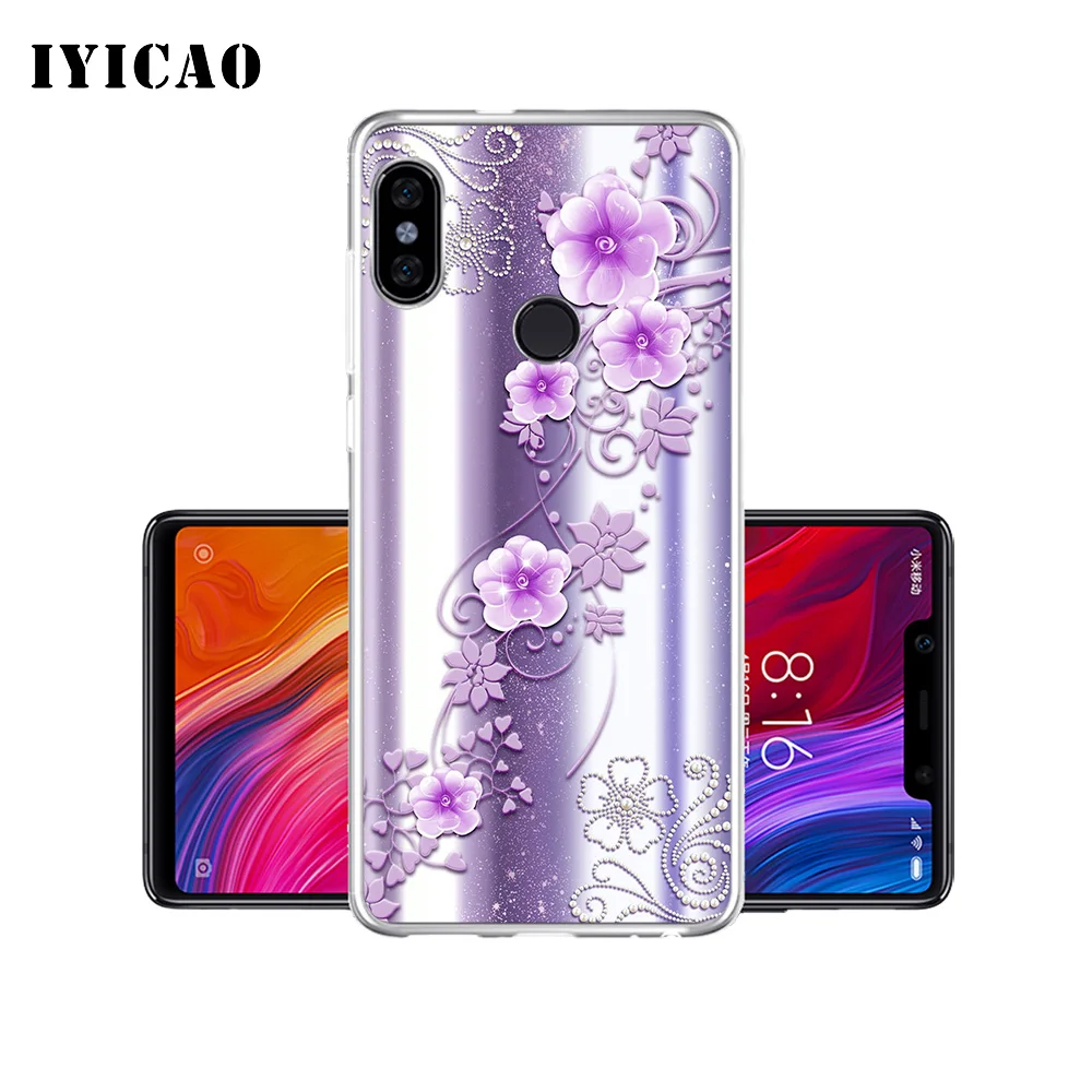 IYICAO Мягкий силиконовый чехол для телефона с цветочным принтом и стразами Xiaomi Mi 9 8