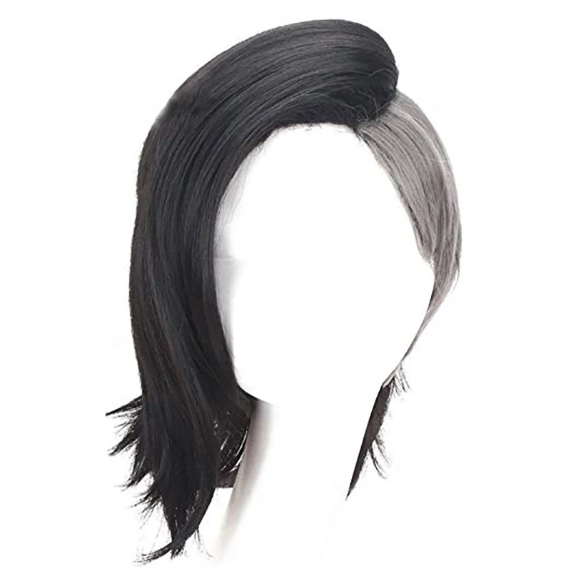 

Uta Black Mix Grey Cosplay Wig Short Shaggy Layered Tokyo Ghoul Side Parting Natural Wave Synthetic Wig For Halloween