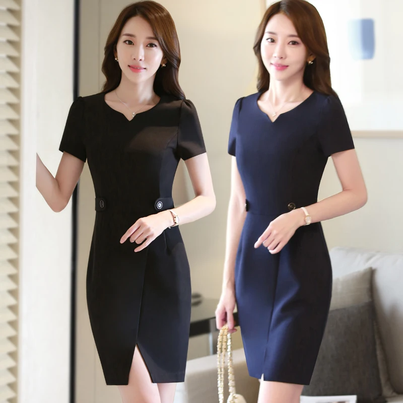 

New Spring And Summer 2017 Occupation Dress Female Ol Temperament Self-cultivation Beauty Salon Work Clothes Dress Suits J181