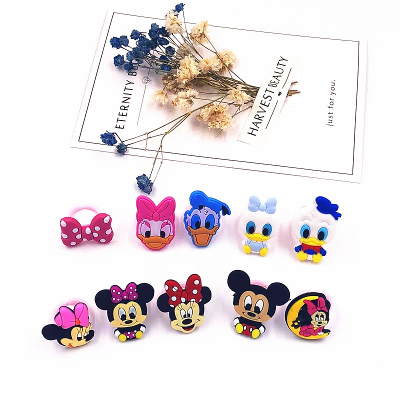 10 Pieces Bebe Filles Couleur Bonbon Mickey Nœud Papillon Minnie Daisy Bownot Donald Canard Dessin Anime Enfants Bagues Fete Bijoux Accessoire Aliexpress