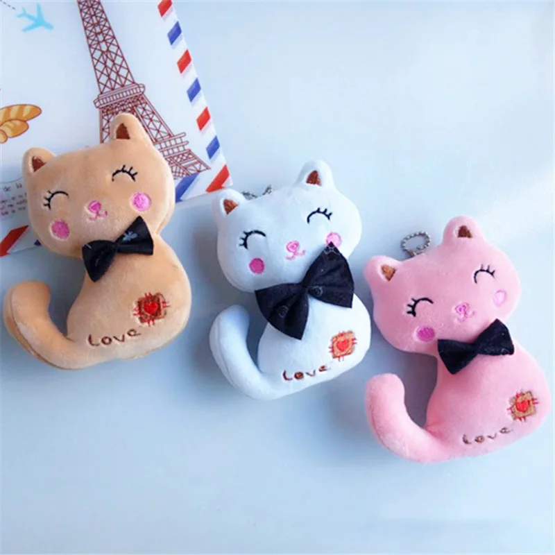 SLPF12cm Cat Plush Pendant Key Chain Toys Grab Machine Doll Wedding Throw Bag Bouquet Accessories Children 5