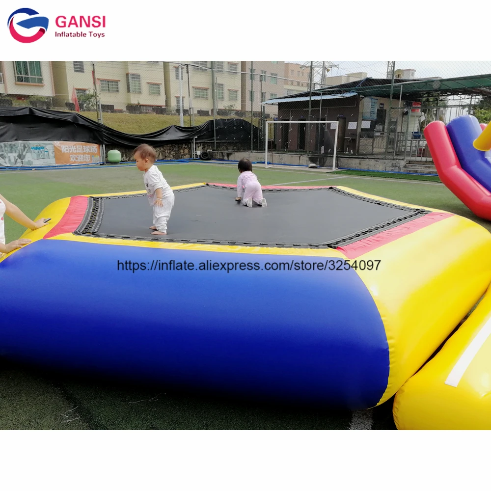 

5M Diameter Kids Inflatable Water Trampoline Games 0.9Mm Pvc Inflatable Floating Trampoline For Water Park