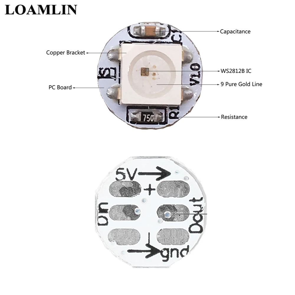 50 шт. WS2812B WS2812 полноцветный RGB пиксель светодиодный чип DC5V 10 см провод для адресного прибора индивидуально панель SMD 5050 с теплоотвод