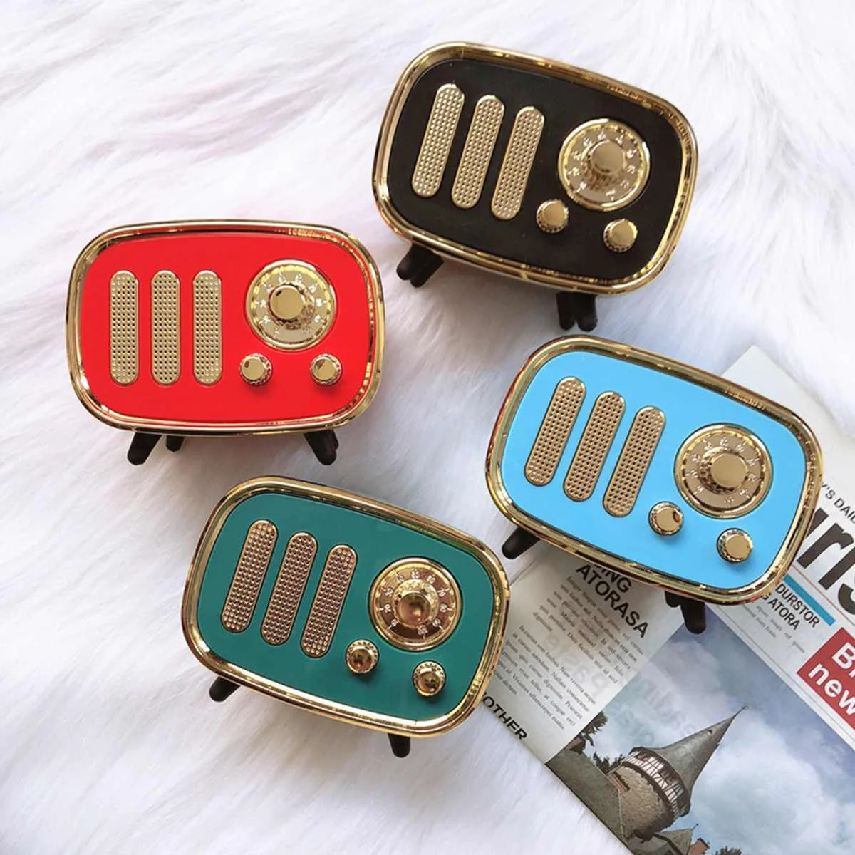 

Portable bluetooth Speaker Retro Mini Wireless USB Charge bluetooth Speaker Radio TF Card Music Player HIFI Subwoofer Speaker