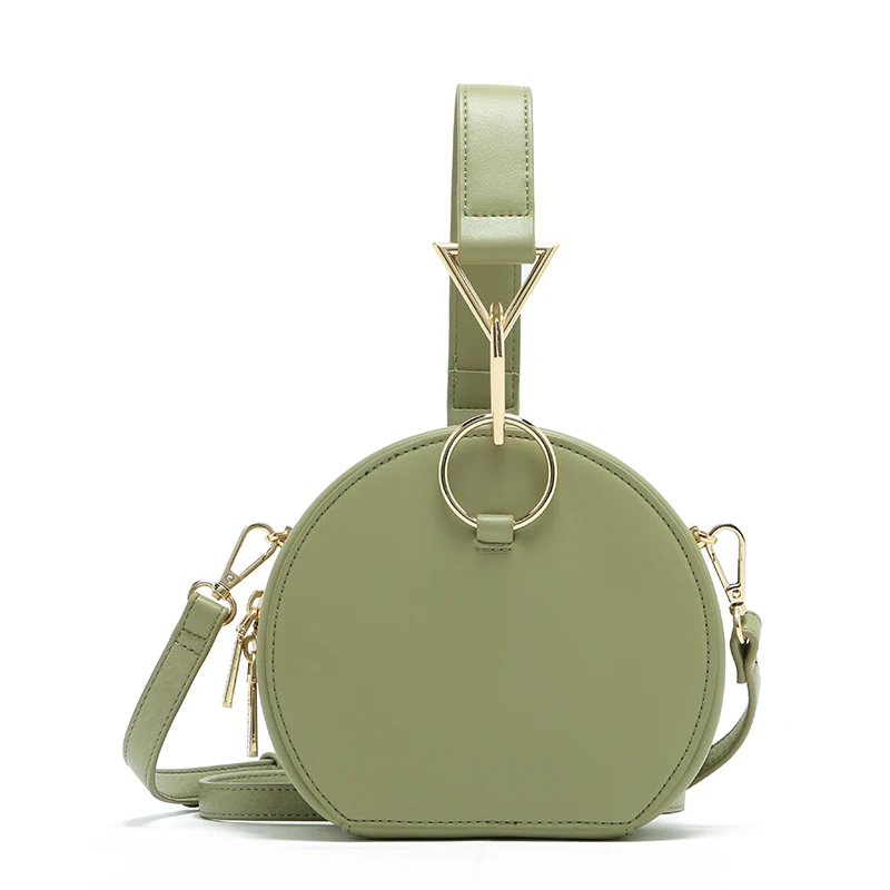 

MICOCAH Circular Women Crossbody Bags 2018 Fashion Metal Hook Female Handbag Designer Green/ Red/ Black MSD178
