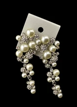New Brand Bijoux Fashion Silver Gold Charm Crystal Cubic Zircon Faux Pearl Beads Long Dangle Earrings Women’s Wedding Jewelry