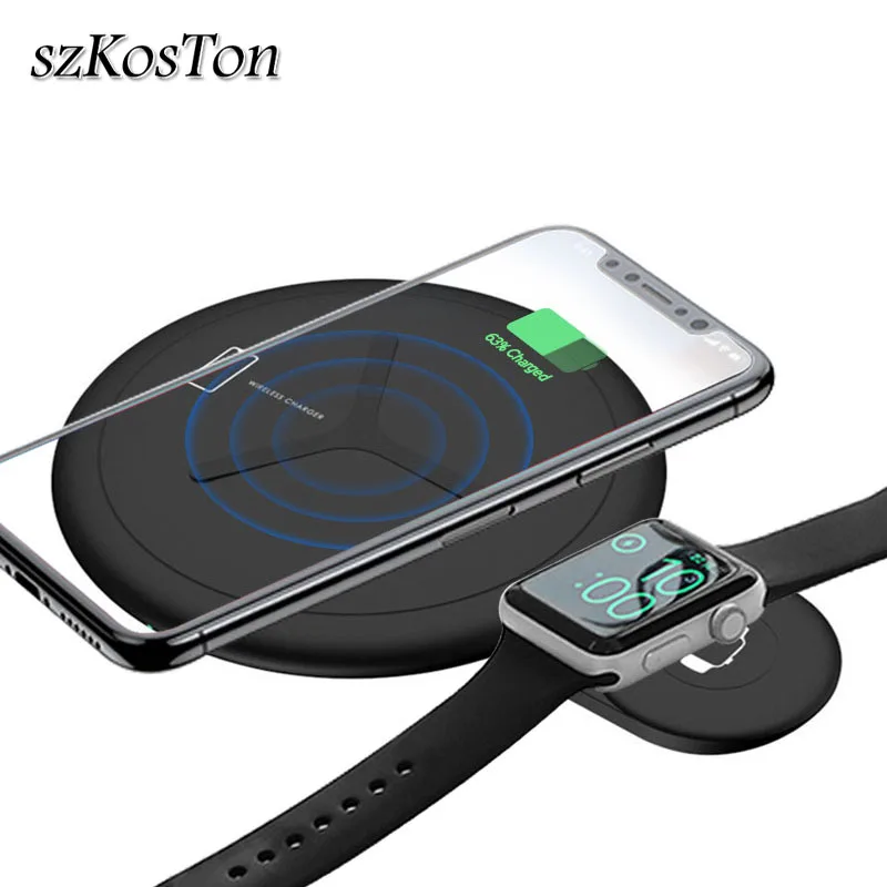 

10W 2 in 1 QI Wireless Charger For Samsung iPhone X XS Max XR 8 Fast Charger For Apple Watch 4 3 2 Dual Charging Pad For Huawei