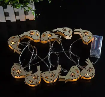 

SOLLED Battery Powered 10 LED Bird Wooden Warm White Linkable 4 Feet Christmas String Lights