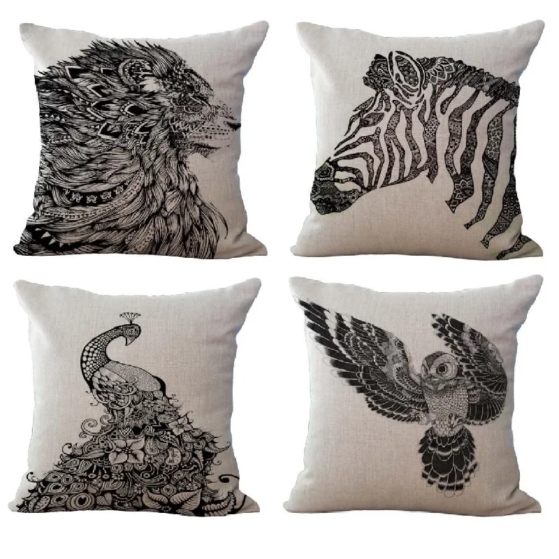 

Sketch Animals Serial Cushion Case Linen Cover Car Sofa Throw Pillows Decorative Pillowcase almofada decorativos cojines