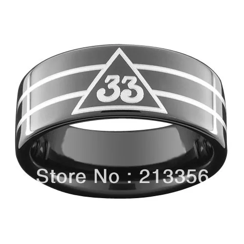 

FREE SHIPPING!USA HOT SELLING E&C TUNGSTEN JEWELRY 8MM MENS BLACK FLAT TUNGSTEN MASONIC RING 33RD DGREE FREEMASON COMFORT FIT