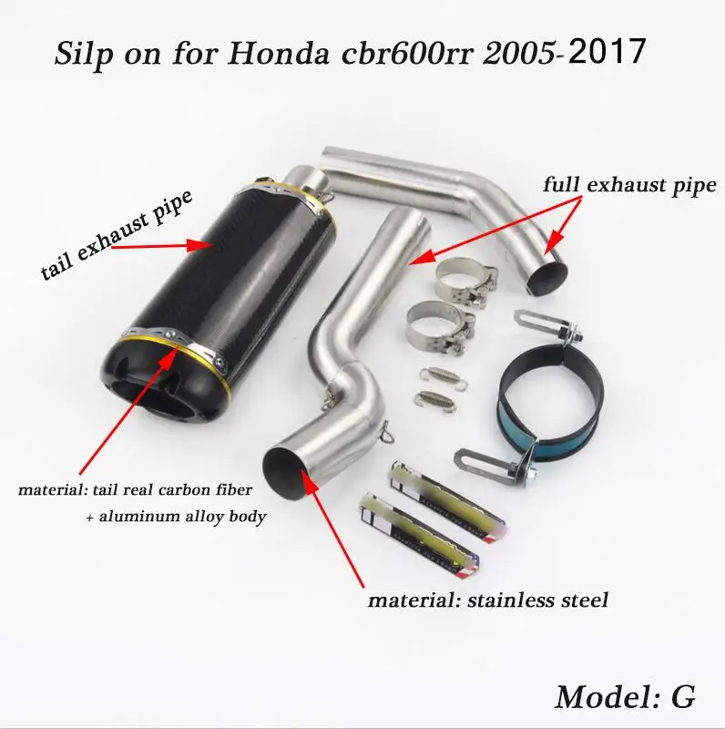 Silp on для Honda cbr600rr 2005- мотоциклетные передние соединительные трубы из нержавеющей стали со средней трубой выхлопной системы глушителя - Цвет: G