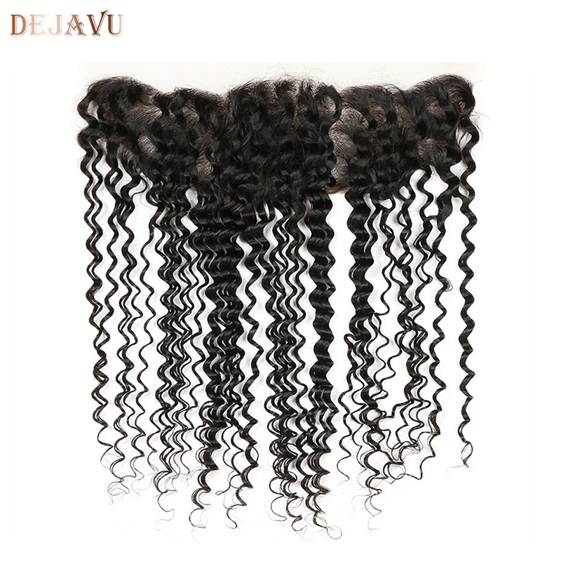 Dejavu Brazilian Deep Wave 13*4 Ear to Ear Lace Frontal Closure 100% Human Hair Non Remy Hair Natural Color 10-20 Inch