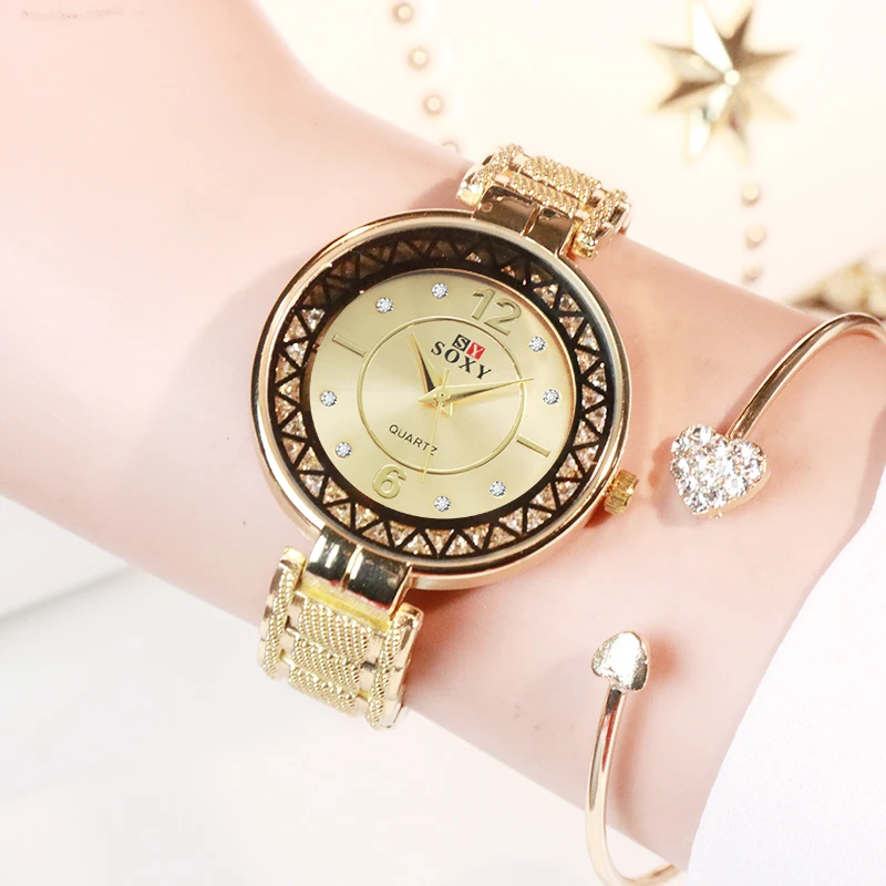 

SOXY Women Watch Gold Luxury Bracelet Watch Women Relogio Feminino Fashion Ladies Watches Female Clock reloj mujer montre femme