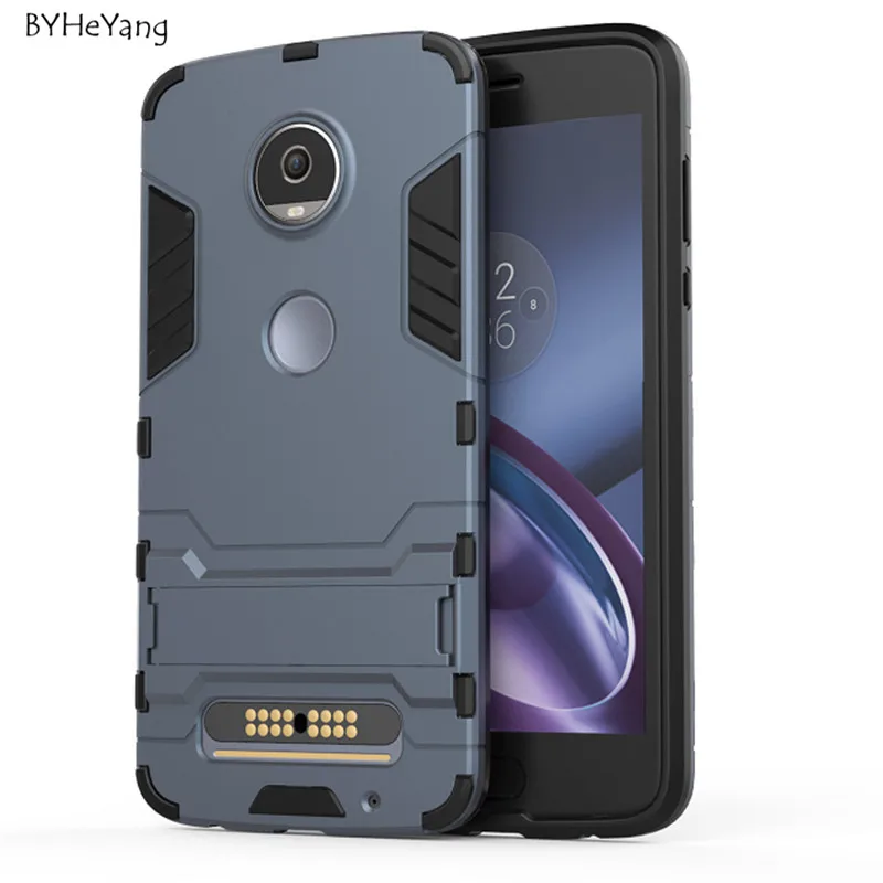 Чехол byheyang для Motorola Moto Z2 Play тонкий защитный чехол с подставкой робота резиновый