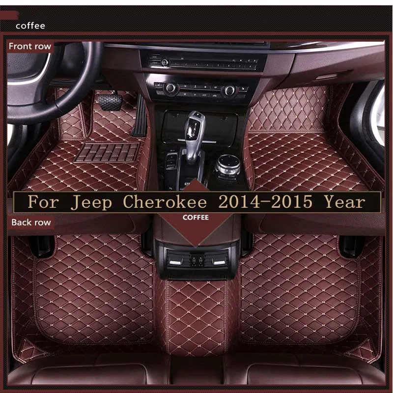 

New 3D Leather Car Floor Mats For jeep Cherokee 2014-2015 Custom Auto Foot Pad Automobile Carpet Cover