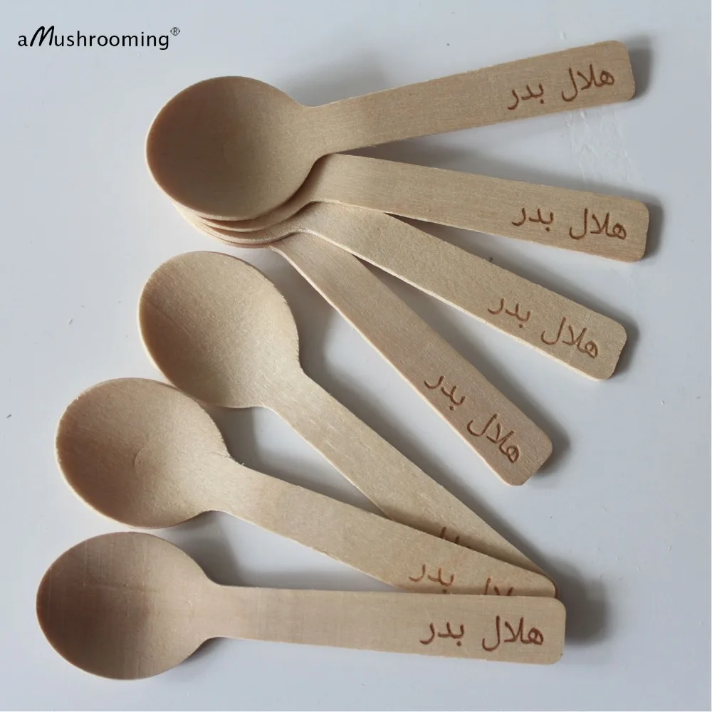 

100 Mini Dessert Spoons SMALL Disposable Wooden Spoons-Wooden Utensils-Ice Cream Spoons-Wood Silverware-Wedding Wooden Cutlery