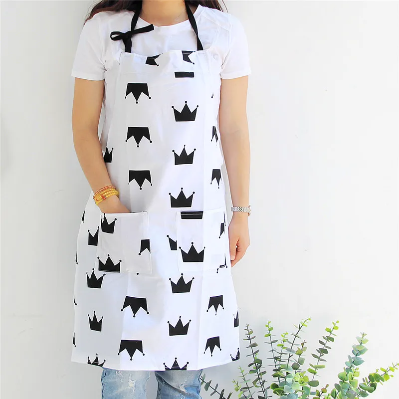 

Nordic Style Crown Dot Yellow Geometric Apron Woman Adult Bibs Home Cooking Baking Shop Cleaning Apron Kitchen Accessory 46192