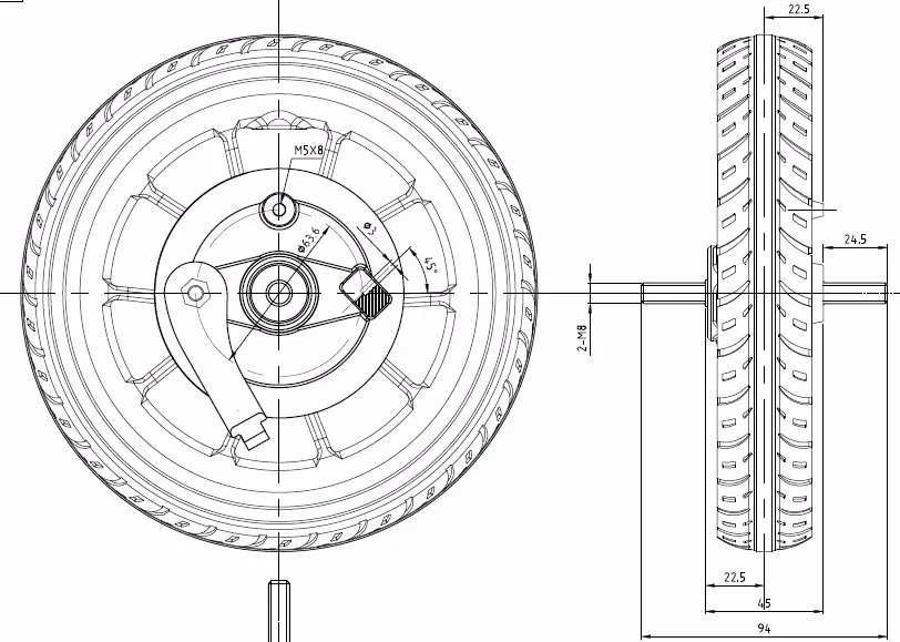 8 дюймов колеса+ бескамерные твердые шины 45 мм Открытие или 65 мм вилка открытая надувная шина с внутренней трубкой для электрического скутера части велосипеда