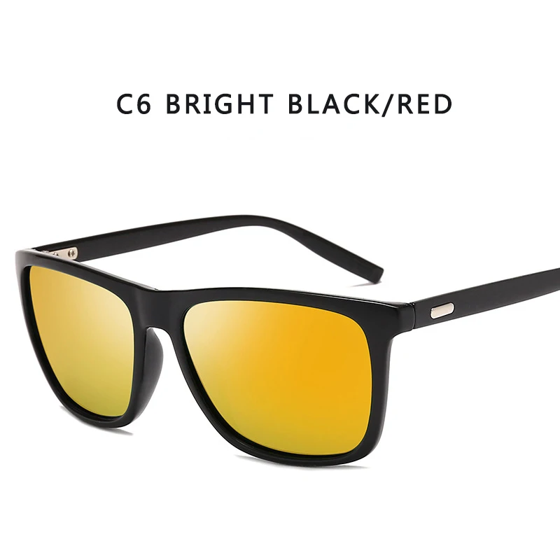 ZXWLYXGX, фирменный дизайн, поляризационные солнцезащитные очки, мужские, водительские, оттенки, мужские, Ретро стиль, солнцезащитные очки, мужские, Spuare, зеркальные, UV400 Oculos - Цвет линз: C6