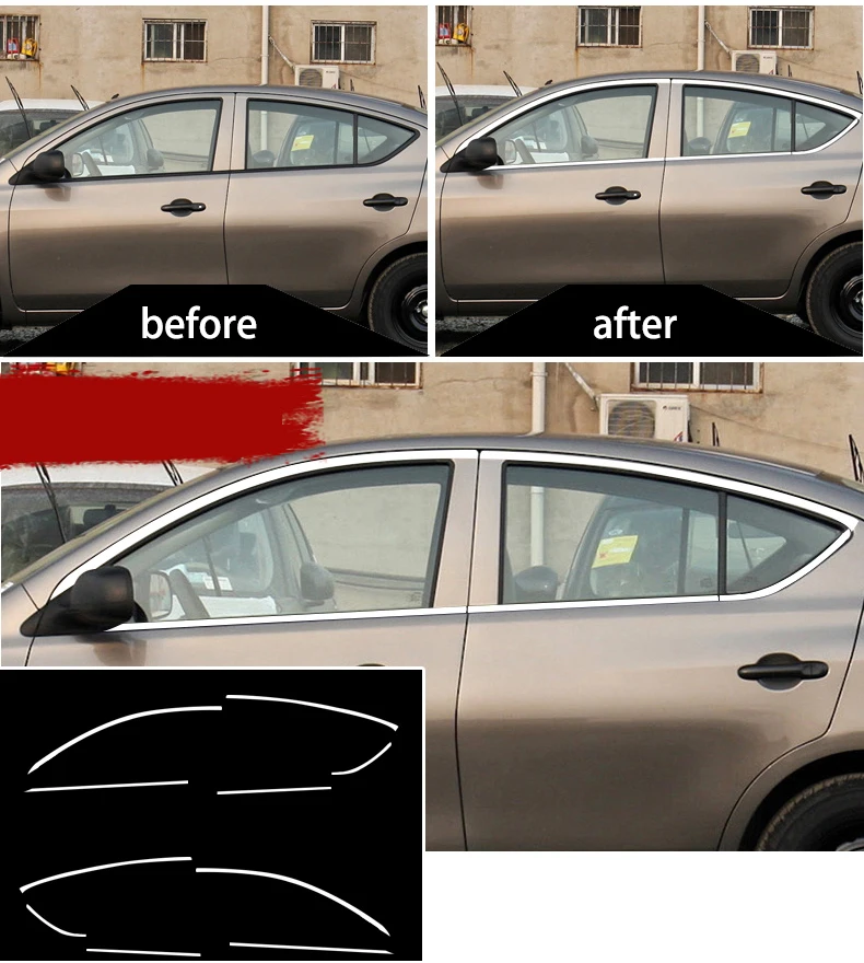 Отделка из нержавеющей стали для наружной крышки подоконника nissan sunny 2011 2012 2013 2014