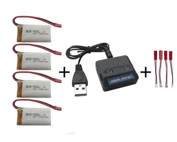

YUKALA 3.7v 1200Mah Li-polymer battery*4pcs+ 4 in 1 charger box for T64 T04 T05 F28 F29 RC Helicopter