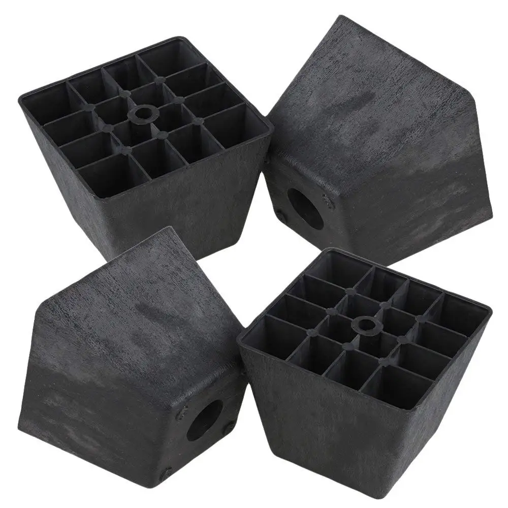 Black-Plastic-Trapezoid-Sofa-Couch-Furniture-Legs-Feet-Pack-of-4