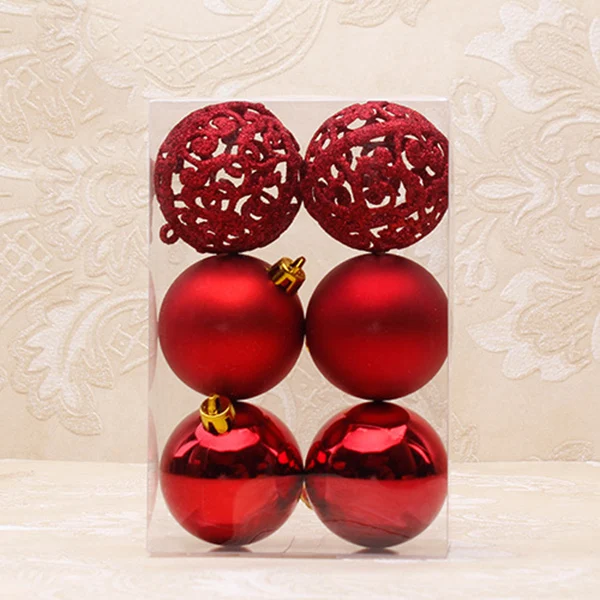 6Pcs Christmas Tree Baubles Hanging Ornaments Plastic Ball Decoration Set 669