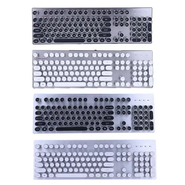 Cheap  12 Backlight Typewriter Retro Steam Punk Style Computer Typewriter 104 Keys Gaming Mechanical Keyboard with Notebook Desktop PC