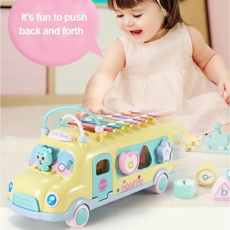 Детское пианино автобус стук детские головоломки Beat Детский Музыкальный барабан пианино стук инструменты игрушечный автобус Детские