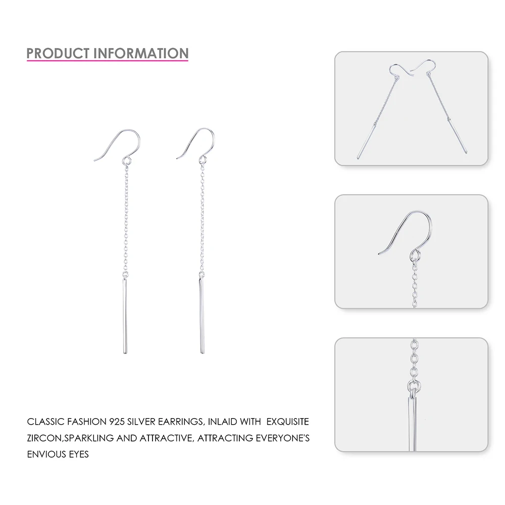 E-Manco 925, серебряные серьги с подвеской на цепочке, длинные серьги для женщин, Новое поступление, простые серьги, EMER038