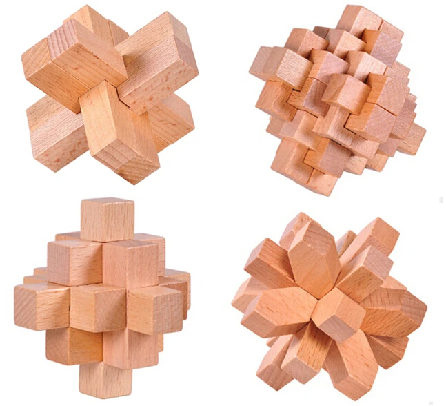 4 PCS/LOT klasik 3D kayu asah otak 