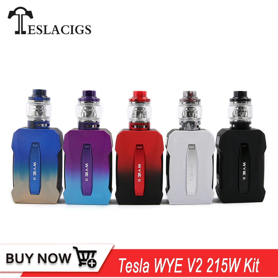 

Original Teslacigs WYE V2 215W Kit Electronic Cigarette 18650 Battery TC Box Mod Vaporizer 510 Thread 4ml Resin Tank Tesla Vape