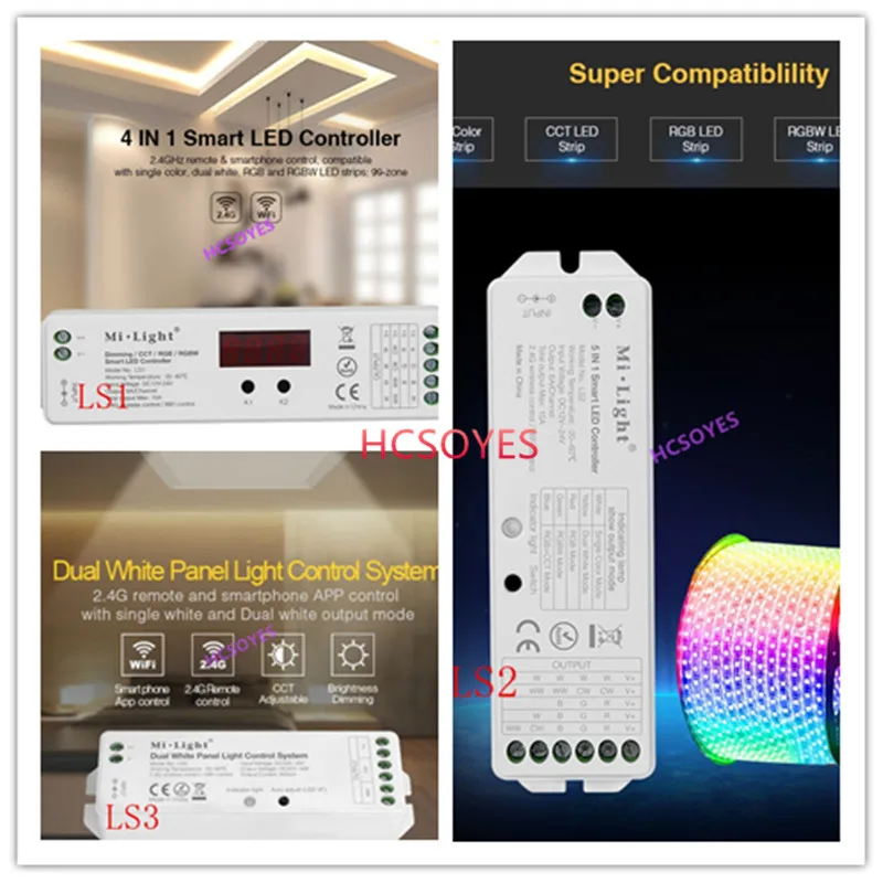 

mi light LS1 4 IN 1 Smart led controller/LS2 5 IN 1 Smart led controller for RGB/RGBW/RGB+CCT strip/LS3 Dual White Panel