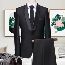 2018 новый черный пиджак жениха костюмы Slim Fit Мужские Свадебные Пром ужин костюм смокинг для жениха 2 шт. куртка pantcostume Homme