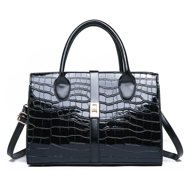 AECLVR сумки через плечо для женщин модные женские сумки из крокодиловой лакированной кожи шоппер сумка на плечо женская сумка Feminina - Цвет: Black