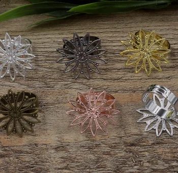 

100pc 26mm Flower Pad ring blank Cameo Tray,Antique Bronze/Gold/Silver Ring setting,Handmade DIY Zakka jewelry Finding