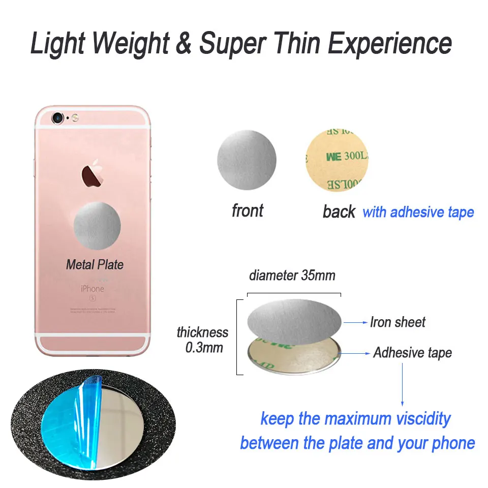 35 мм металлическая пластина-диск, железный лист для магнитного мобильного телефона, держатель для магнитного автомобильного телефона, подставка для iPhone, Xiaomi, samsung