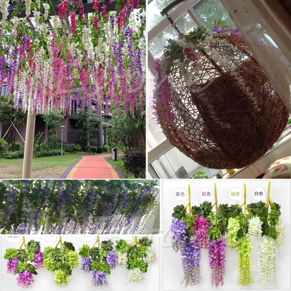 Buy 72cm Artificial Plants Fake Flowers Wisteria Vine