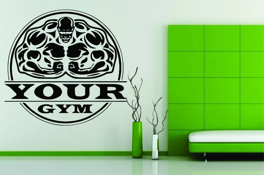 

Wall Stickers Vinyl Decal Decor Bodybuilding Gym Flex Muscle Personalized Name
