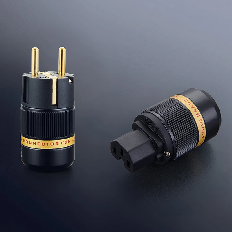 

Free shipping one pair Viborg VE501G&VF501G Pure Red-Copper 4U gold plated EU Plug power plug