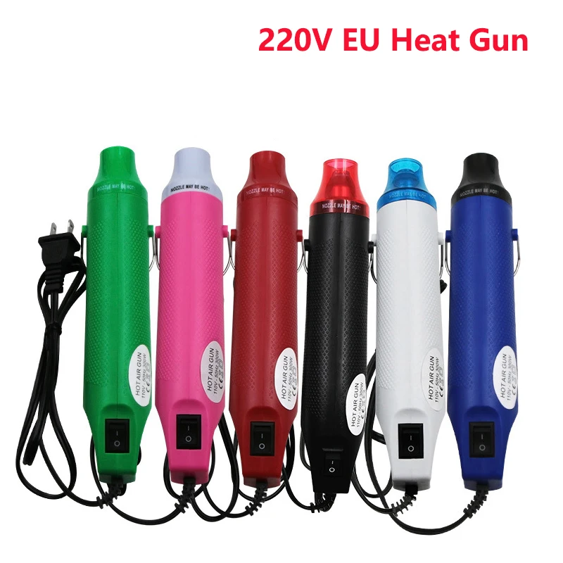Comprar pistola de calor pistolet air chaud pistola calor pistola aire caliente 220 V Mini pistola de aire caliente 300 W Max 200 temperatura uso DIY herramienta eléctrica portátil de calor pistola con asiento psiquiatra