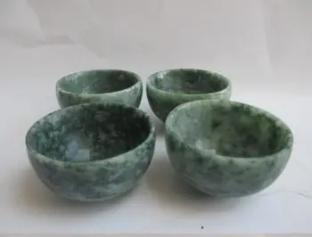 

Chinese hand carved jade small bowl. Four glass/4 pieces