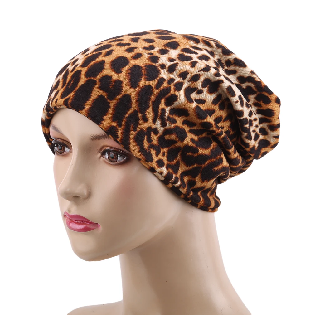 

Fashion Women Hat Striped Female Beanies Skullies Casual Polyester Leopard Scarf Cap Two Used Autumn Spring Warm Hats