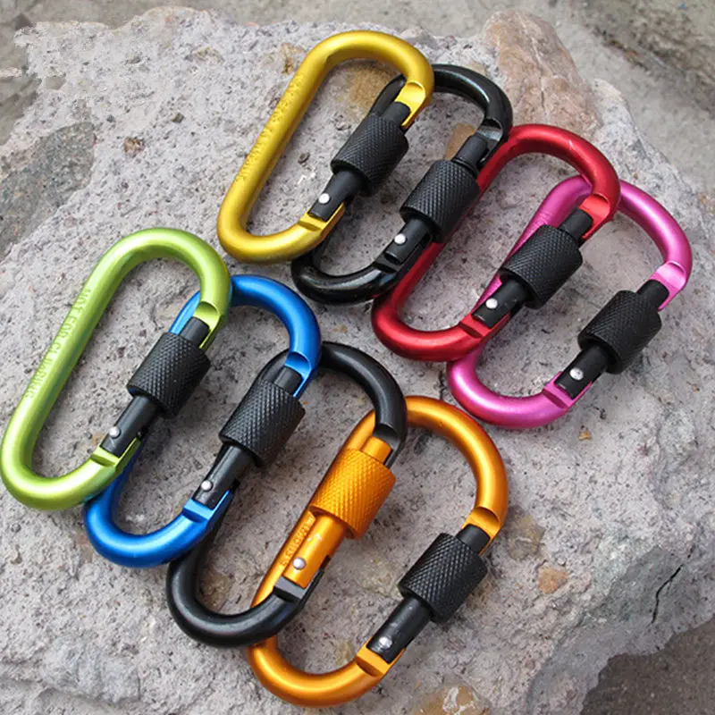 

1PC Carabiner 8cm Multi-color Aluminum Alloy D-Ring Key Chain Clip Camping Keyring Snap Hook Outdoor Travel Tool