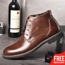 OSCO Genuine Leather Men Boots Autumn Winter Ankle Boots Fashion Footwear Lace Up Shoes Men Business Casual High Top Men Shoes uexia leather men boots autumn casual flats ankle boots fashion footwear lace up shoes men high quality vintage men shoes dress